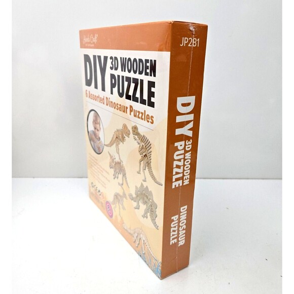 Hands Craft DIY 3D Wooden Puzzle 6 Assorted Dinosaur Puzzles Set Stem NEW Sealed - Picture 6 of 10